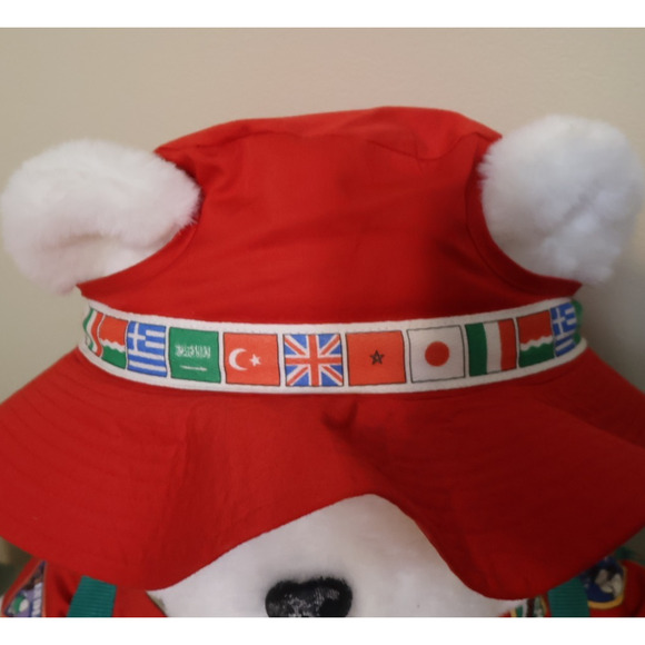 VTG 1993 Dayton Hudson Santa Bear World Traveler Plush w/ Passport Hat Backpack - Picture 5 of 16